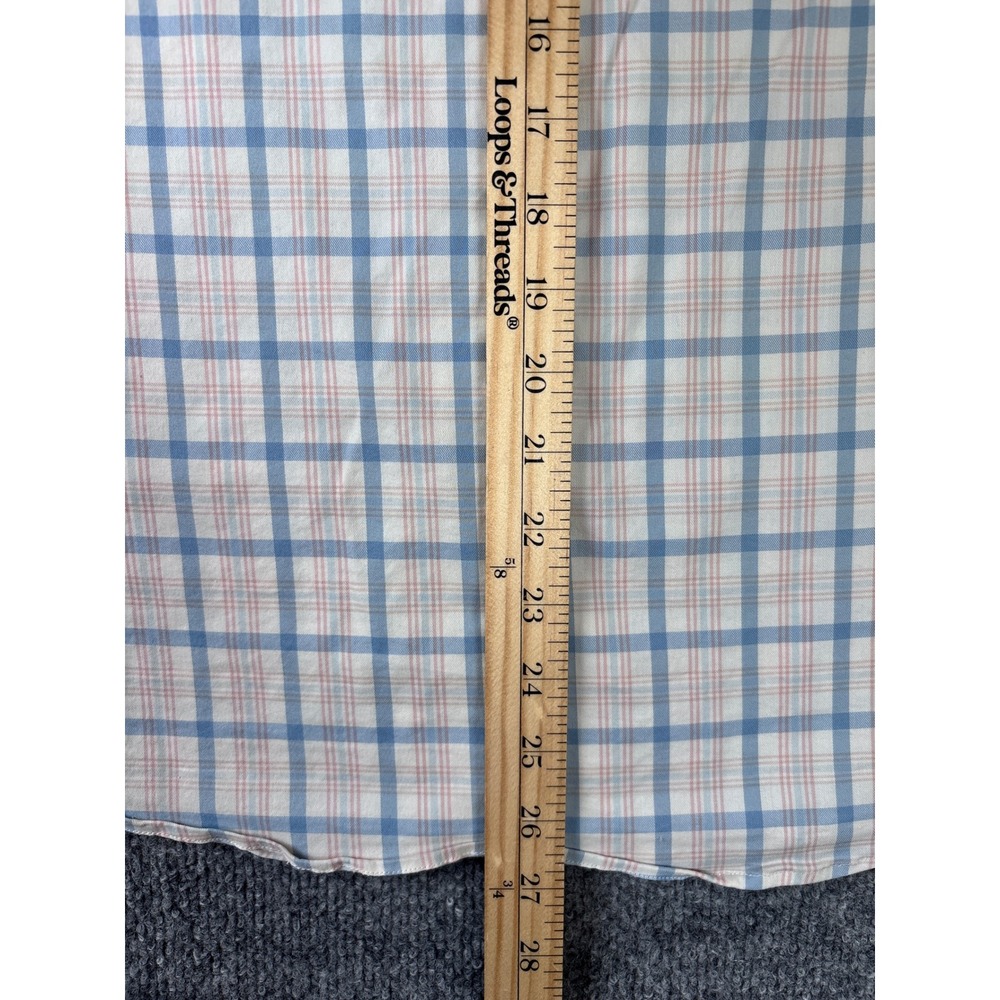 Faherty Shirt Mens Small Blue White Pink Plaid Button Down Long Sleeve Preppy - Picture 5 of 6